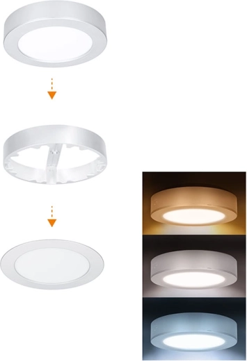 Solight mini panel LED de baño 2 en 1 3CCT 12 W IP54 plateado redondo - 1 pieza