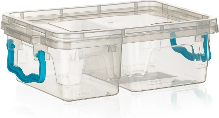 Recipiente GEMA dividido rectangular 0,4 + 0,6 l con asas turquesa