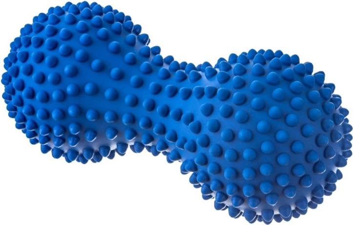 Rodillo de masaje duoball con protuberancias 15,5 cm azul