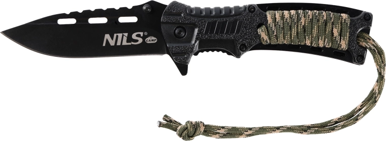 Cuchillo táctico plegable con paracord y pedernal NILS Camp