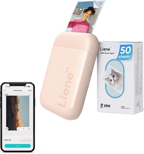 Impresora fotográfica portátil Liene Pearl 2x3, rosa