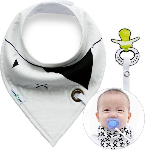 Pañuelo/babero bandana con sujetachupete – blanco