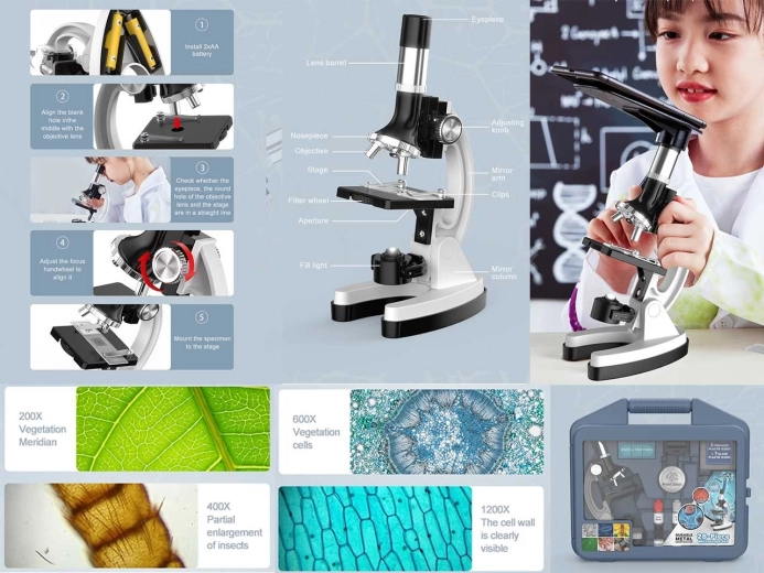 Microscopio en maletín con estructura metálica