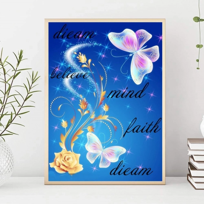 Bordado de diamantes con motivo de mariposa 40x50 cm