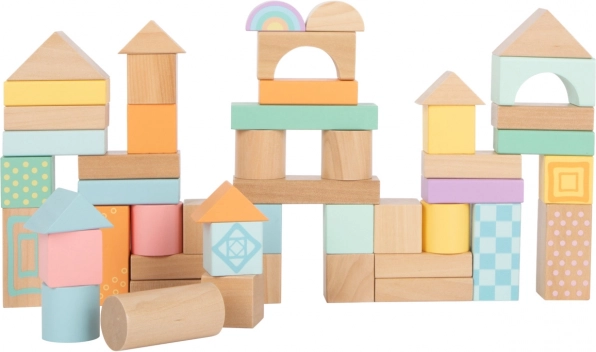 Bloques de construcción de madera en colores pastel 50 uds small foot