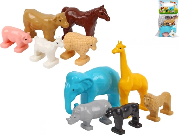 Set de animales de plástico, 10 uds. en bolsa