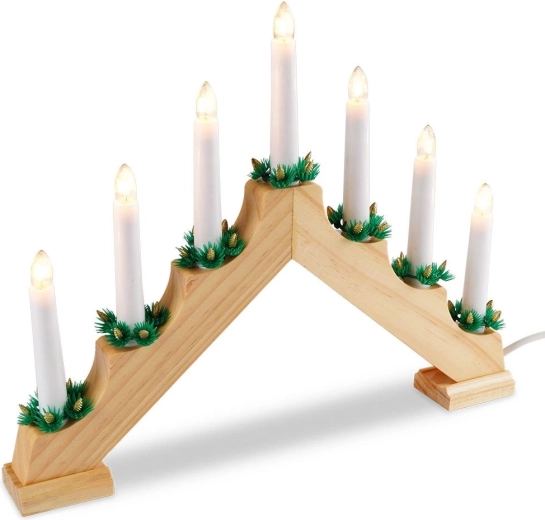 Candelabro de Adviento de madera para 7 velas, 41,5 × 29 cm