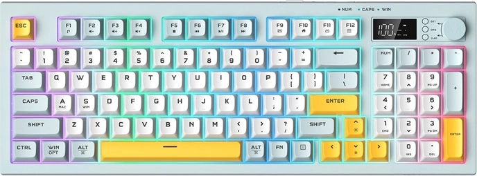 Teclado gaming Onikuma con pantalla OLED y RGB, 94 teclas, inalámbrico y con cable
