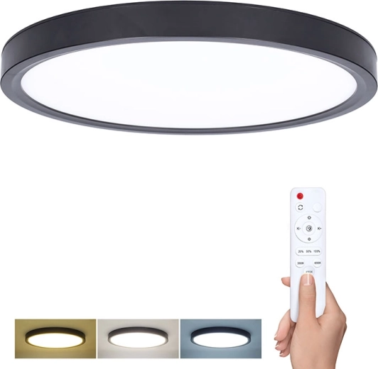 Lámpara LED de techo y pared Solight Estela Black con mando a distancia, 60 W, 4500 lm, 50 cm