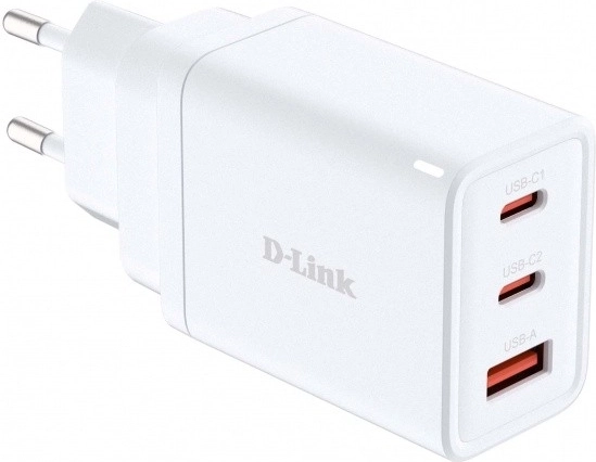 Cargador GaN D-Link de 65 W, 2× USB‑C y 1× USB‑A