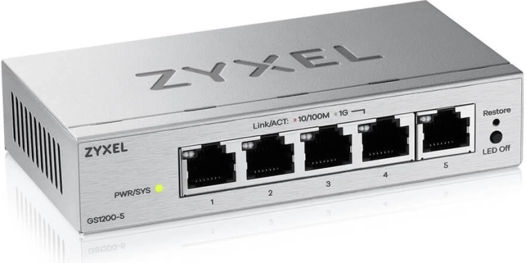 Switch gigabit de 5 puertos gestionado vía web GS1200v3