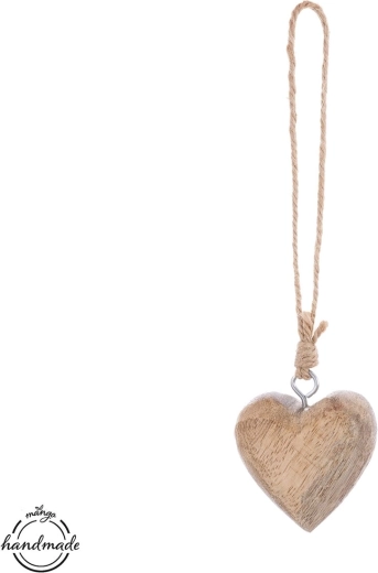 Decoración colgante de corazón de madera de mango redonda