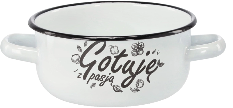 Cazo esmaltado con dos asas 1,5 l, 15 cm, blanco – Cocino con pasión