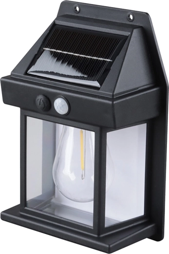 Farol de pared solar LED Solight, blanco cálido, 12 × 17 cm, negro