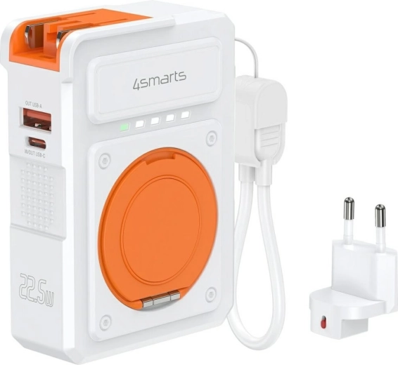4smarts cargador híbrido 6 en 1 con powerbank de 10000 mAh, 22,5 W, Qi, USB‑C/USB‑A, blanco