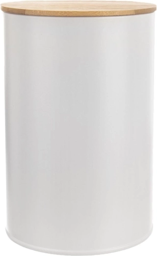 Bote de cocina para alimentos de metal blanco con tapa de bambú 1,3 l