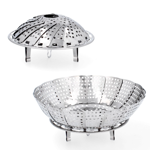 Cesta de vapor plegable de acero inoxidable 24 cm
