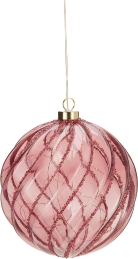 Decoración LED navideña en forma de bola, burdeos, con temporizador, 18 cm