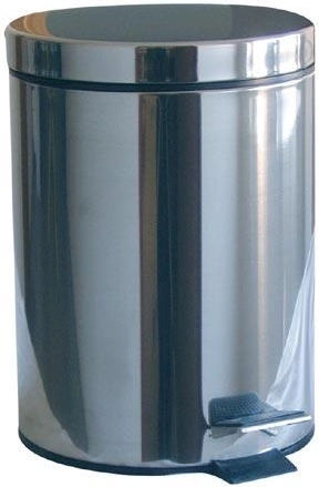 Papelera con pedal 3 l redonda de acero inoxidable con cubo interior de plástico