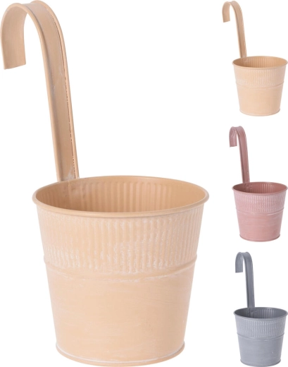 Maceta decorativa colgante de metal de 12,5 cm, superficie acanalada