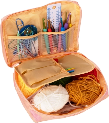 Todo claramente organizado en un estuche de viaje