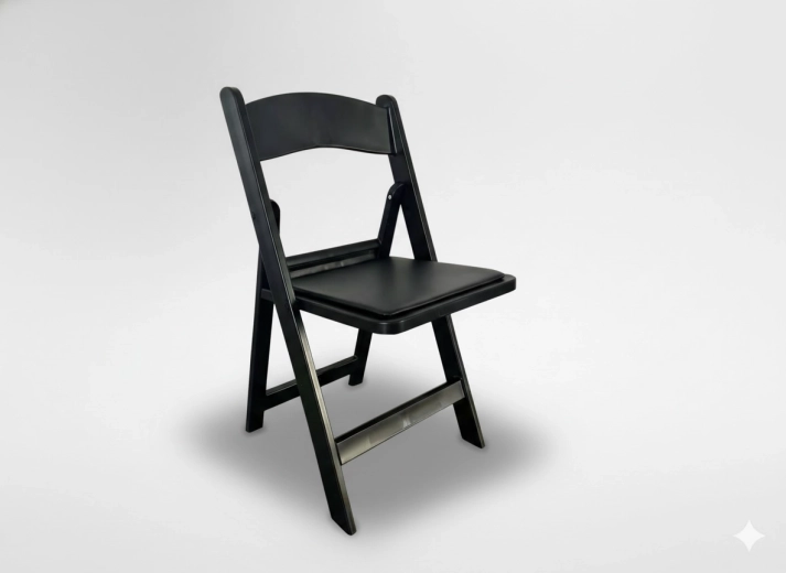 Silla plegable negra para catering