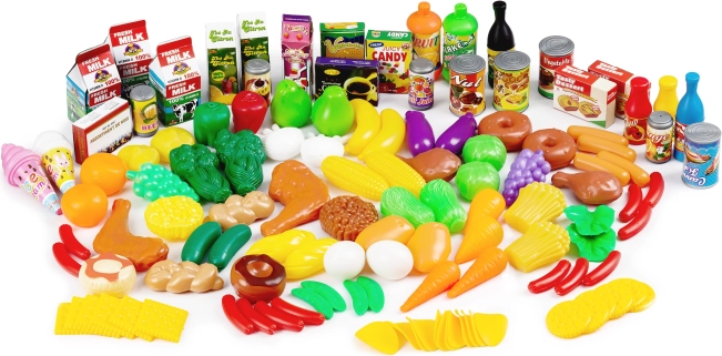 Alimentos y frutas de plástico para la cocina, set de 120 piezas