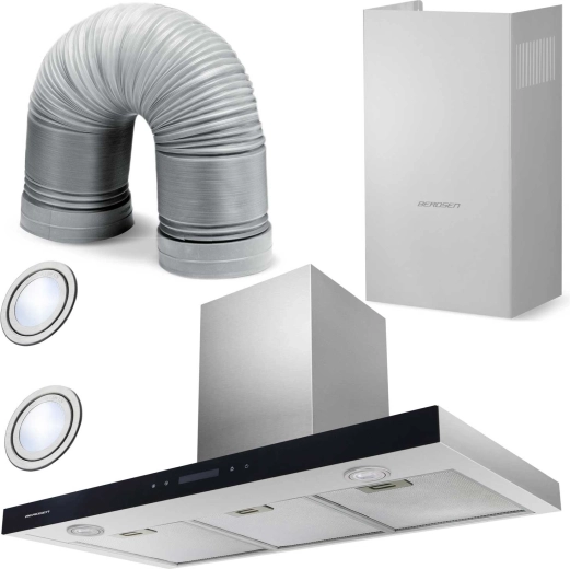 Campana extractora de cocina tipo chimenea Berdsen 90 cm inox BE-90S