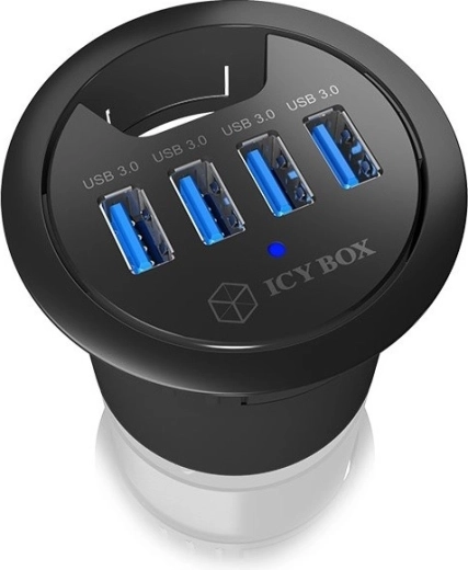 Hub USB de sobremesa ICY BOX para pasacables de 60 mm, 4× USB 3.0