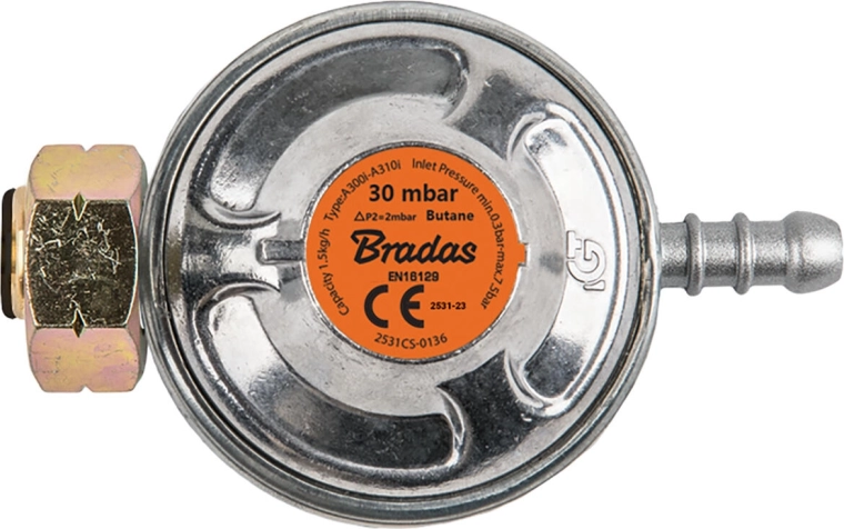 Regulador de presión para propano-butano 30 mbar, 1,5 kg/h