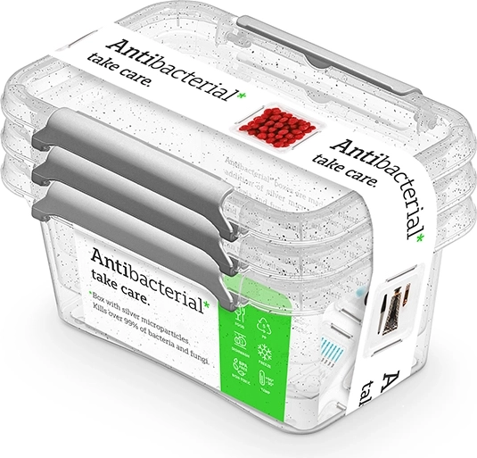 Set antibacteriano de 3 recipientes de plástico para alimentos 500 ml