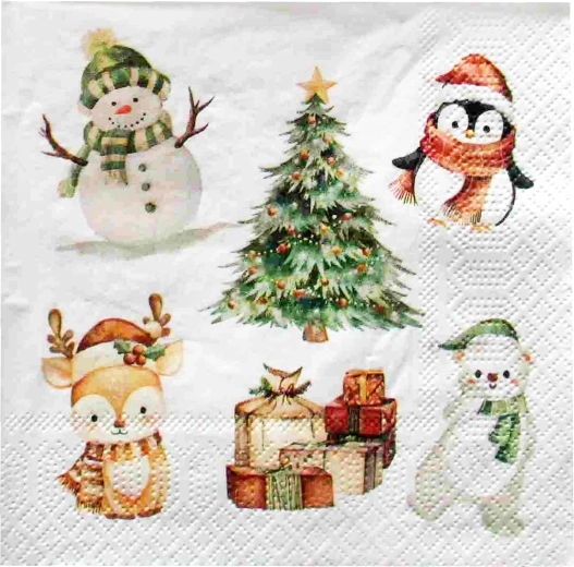 Servilletas navideñas con animales 33 × 33 cm, 3 capas