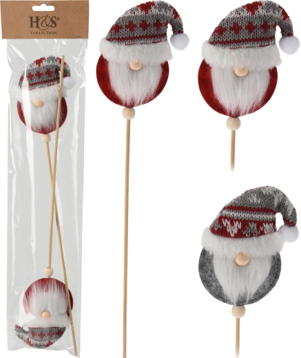 Pincho navideño de duende de madera y poliéster, surtido de colores, 32 × 7 × 2 cm, 2 uds