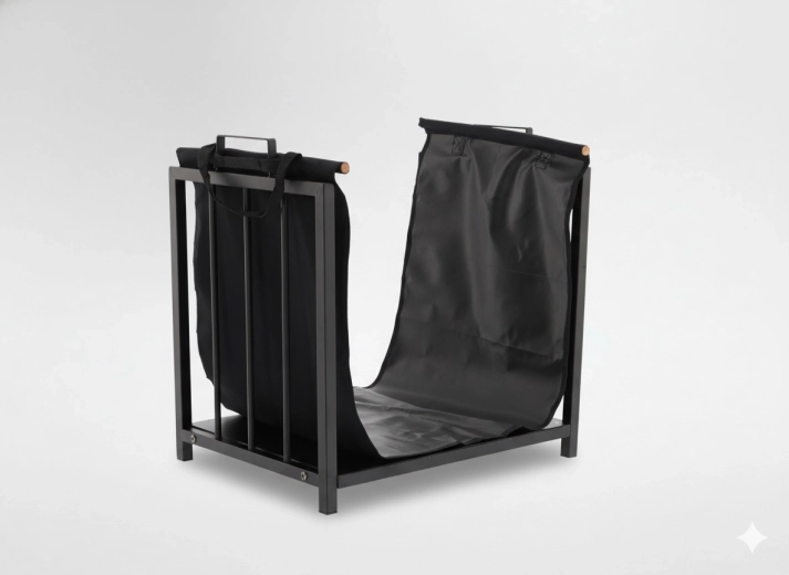 Soporte metálico para leña con bolsa de transporte 51 × 37 × 50,5 cm