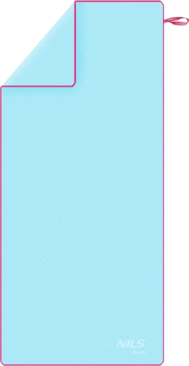 Toalla de microfibra de secado rápido NILS aqua, azul claro/rosa, 200 × 90 cm