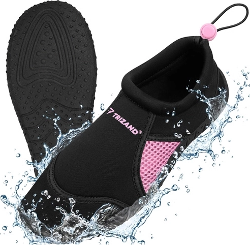 Zapatos de agua Trizand negro-rosa, talla 39, suela de 5 mm