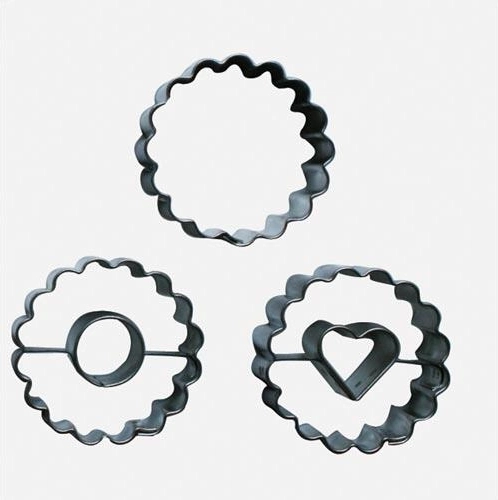 Juego de cortadores de acero inoxidable para galletas – círculo dentado, 3 uds.