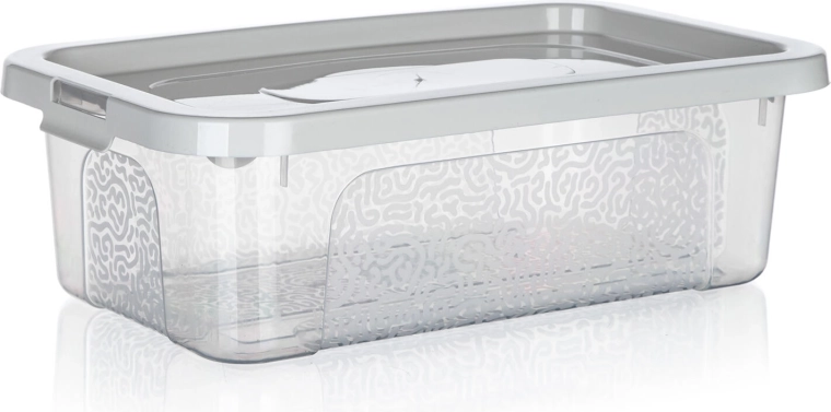 Caja de almacenamiento transparente Multibox 4,5 l con tapa y clips, 32 × 19 × 10 cm