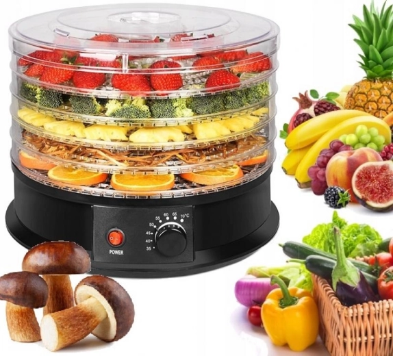 Deshidratador eléctrico de alimentos de 5 niveles 250 W, Ø 32 cm