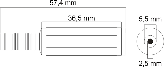 Tamaño estándar de 5,5 × 2,5 mm