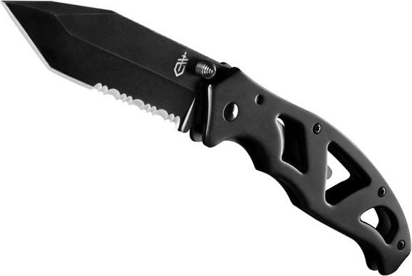 Navaja de bolsillo Gerber Paraframe II Serrated Black, totalmente negra