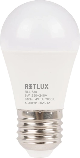 Bombilla LED RETLUX mini globe E27 6 W blanco cálido
