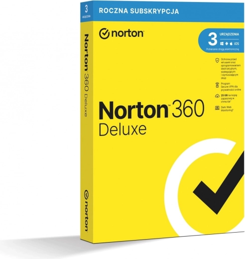 Norton 360 Deluxe – suscripción por 1 año, 3 dispositivos, 25 GB de copia de seguridad en la nube