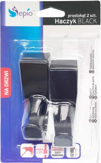Gancho de acero inoxidable para cajón, negro, 2 uds