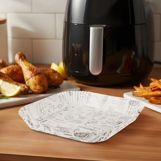Forros de papel para freidora de aire de 20 cm, 50 unidades