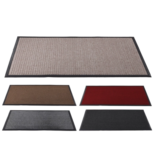 Alfombrilla de entrada rectangular de goma y polipropileno de 80 × 120 cm, colores surtidos