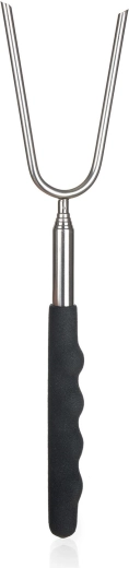 Tenedor telescópico para asar de acero inoxidable con mango de PVC 24–86 cm