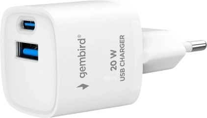 cargador rápido USB 20 W con dos puertos, blanco