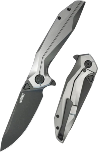 Kubey Nova cuchillo de bolsillo de titanio 9,3 cm, darkwash, gris