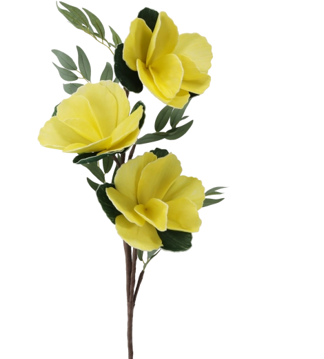 Flor artificial decorativa 90 cm amarilla